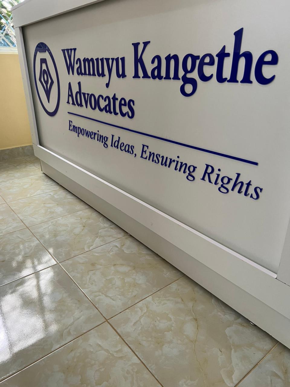 Wamuyu Kangethe Advocates reception desk